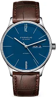 Sternglas Berlin Automatic Day-Date Midnight Blue Dial Brown Leather Strap S02-BE06-HE05