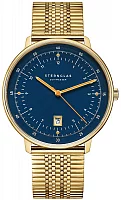 Sternglas Hamburg Quartz Date Dark Blue Gold Mesh S01-HH07-ME09