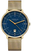 Sternglas Hamburg Quartz Date Dark Blue Gold Mesh S01-HH07-MI05