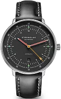 Sternglas Hamburg Automatic Date Neugraphit Black Leather Strap S02-HH39-BR02