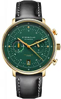 Sternglas Hamburg Mecha-Quartz Chrono Vintage Edition Black Leather Strap S01-HCV22-BR04