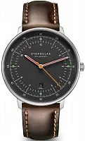 Sternglas Hamburg Quartz Date Neugraphit Brown Leather Strap S01-HH39-BR03