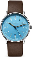 Sternglas Lumatik Automatic Date Light-Blue Dial Brown Strap S02-LM17-PR04