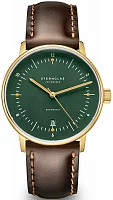 Sternglas Naos Automatic Dark Green Yellow Gold PVD Bridle Dark Brown Leather Strap S02-NA22-BR01