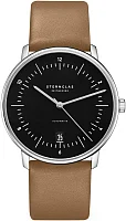 Sternglas Naos Automatic Date Black Dial Beige Leather Strap S02-NA53-PR01