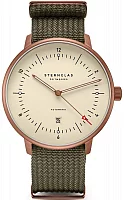 Sternglas Naos XL Automatic Alabaster Bronze Field Forest Green Strap S02-NX42-FI05