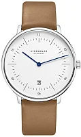 Sternglas Naos XL Quartz Date White Dial Beige Strap S01-NX44-PR01
