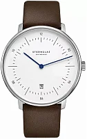 Sternglas Naos XL Quartz Date White Dial Brown Strap S01-NX44-PR04