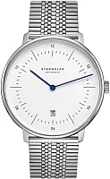 Sternglas Naos XL Quartz Date White Dial SuperSlim Bracelet S01-NX44-ME08