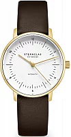 Sternglas Naos XS Automatic White Dial Yellow Gold PVD Brown Leather Strap S02-ND02-KL18