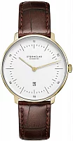Sternglas Naos XS Automatic White Dial Yellow Gold PVD Light-Brown Leather Strap S02-ND02-NB01
