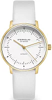 Sternglas Naos XS Automatic White Dial Yellow Gold PVD White Leather Strap S02-ND02-KL13