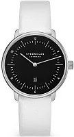 Sternglas Naos XS Quartz Date Black Dial White Leather Strap S01-ND53-KL12