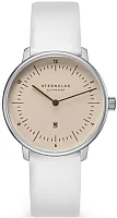 Sternglas Naos XS Quartz Date Sand Dial White Leather Strap S01-ND54-KL12
