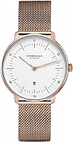 Sternglas Naos XS Quartz Date White Dial Rose Gold PVD Mesh S01-ND51-MI09