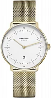 Sternglas Naos XS Quartz Date White Dial Yellow Gold PVD Mesh S01-ND50-MI07