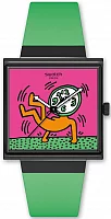 Swatch Square Bioceramic WHAT IF BREAK FREE BREAKS OFF Keith Haring SO34Z102