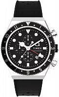 Timex Q 3-Time Zone Chronograph 40mm Synthetic Rubber Strap TW2V70000