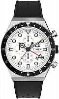 Timex Q 3-Time Zone Chronograph 40mm Synthetic Rubber Strap TW2V70100