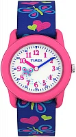 Timex Time Machines 29mm Butterflies and Hearts Blue Elastic Fabric Kids T89001