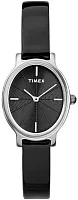 Timex Trend Milano Silver-tone Case Black Dial Leather Strap TW2R94500