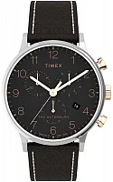 Timex Waterbury Classic Chronograph 40mm Leather Strap Black Dial Indiglo TW2T71500