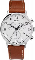 Timex Waterbury Classic Chronograph 40mm Leather Strap White Dial Indiglo TW2T28000