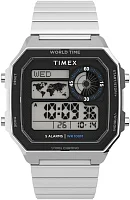 Timex World Time Digital 40mm Steel Bracelet Indiglo TW5M68900