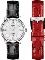 Tissot Carson Lady Automatic Black Strap White Dial Diamonds Straps Set T122.207.16.036.01