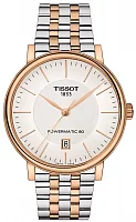 Tissot Carson Powermatic 80 Automatic Steel-Rose Gold Bracelet White Dial Rose Gold PVD T122.407.22.031.01