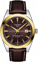 Tissot Gentleman Brown Dial Powermatic 80 18k Gold Bezel T927.407.46.291.01