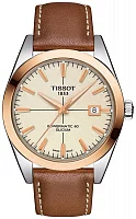 Tissot Gentleman Sand Dial Powermatic 80 18k Gold Bezel T927.407.46.261.00