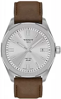 Tissot PRC 100 Solar 39mm Quartz Silver Dial Brown Leather Strap T151.422.16.031.00