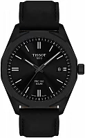 Tissot PRC 100 Solar 39mm Quartz Full Black PVD Black Leather Strap T151.422.36.051.00