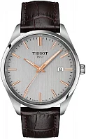 Tissot PR 100 Silver Dial Dark-Brown Leather Strap T150.410.16.031.00