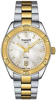 Tissot PR 100 Lady Sport Chic White Pearl Dial Yellow Gold PVD T101.910.22.111.00