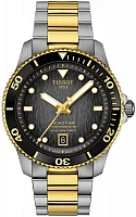 Tissot Seastar 1000 Powermatic 40mm Dark Dial Yellow Gold PVD Steel Bracelet T120.807.22.051.00