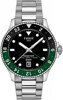 Tissot Seastar 1000 Quartz GMT 40mm Black Dial Green Bezel Steel Bracelet T120.852.11.051.00