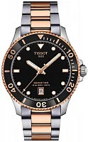 Tissot Seastar 1000 Quartz 40mm Black Dial Bicolor Rose Gold Steel Bracelet T120.410.22.051.01