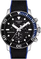 Tissot Seastar 1000 Quartz Chrono 46mm Black-Blue Rubber Black Dial T120.417.17.051.03