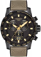 Tissot Supersport Chrono Black Dial Beige Hybrid Strap T125.617.37.051.01