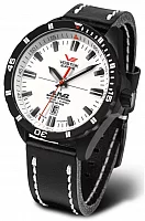 Vostok Europe Almaz Space Station Automatic Date Black Leather Strap NH35A-320C680