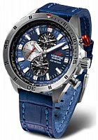 Vostok Europe Almaz Space Station Chrono GMT Blue Leather Strap YM26-320A652
