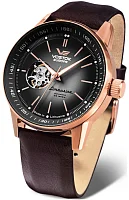 Vostok Europe GAZ-14 Limousine Automatic Open-Heart Date Brown Leather Strap NH38A-560B682