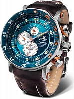 Vostok Europe Lunokhod 2 Quartz Chrono Day-Date Black Leather Straps Set YM86-620A636