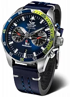 Vostok Europe N1 Rocket Quartz Chrono Blue Leather Strap 6S21-225A708