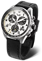 Vostok Europe Space Race Quartz Chrono Date Black Leather Strap 6S30-325A743