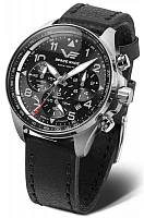 Vostok Europe Space Race Quartz Chrono Date Black Leather Strap 6S20-325A741