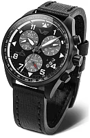 Vostok Europe Space Race Quartz Chrono Date Black Leather Strap 6S30-325C744