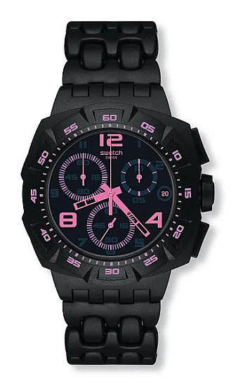 Swatch Chrono Plastic Black Dunes Pink SUIB410